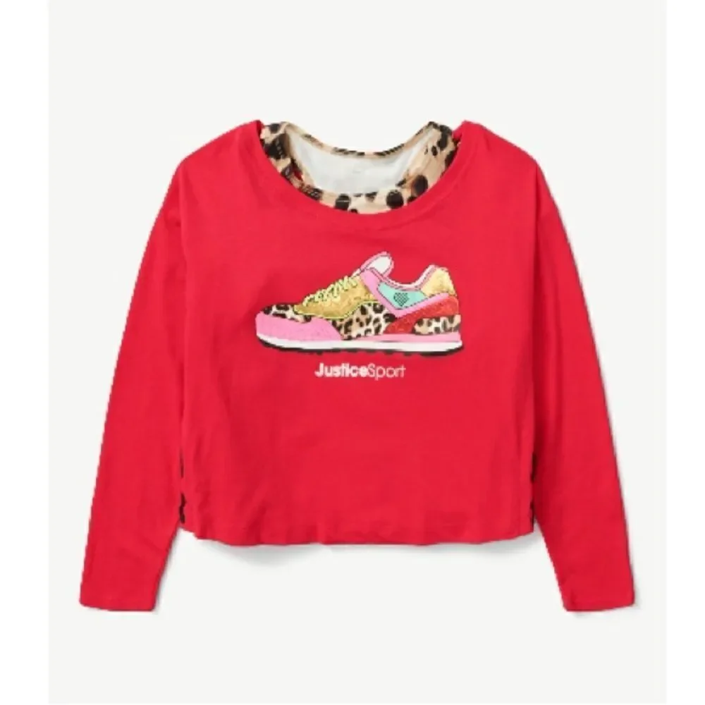 Justice Girls Long Sleeve Graphic Shirt & Joggers 2-Piece Set Size XL Plus 16-18